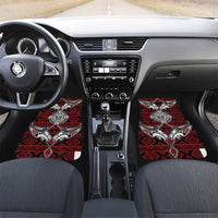 Red Aotearoa Taniko Motif Car Mats Vintage Maori New Zealand Tribal Art Pattern