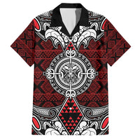 Red Aotearoa Tanilo Motif Family Matching Short Sleeve Bodycon Dress and Hawaiian Shirt Vintage Maori New Zealand Tribal Art Pattern LT9 Dad's Shirt - Short Sleeve Red - Polynesian Pride