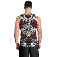 Red Aotearoa Tanilo Motif Men Tank Top Vintage Maori New Zealand Tribal Art Pattern