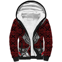 Red Aotearoa Tanilo Motif Sherpa Hoodie Vintage Maori New Zealand Tribal Art Pattern LT9 Unisex Red - Polynesian Pride