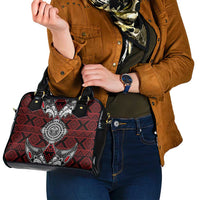 Red Aotearoa Taniko Motif Shoulder Handbag Vintage Maori New Zealand Tribal Art Pattern