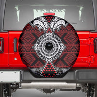Red Aotearoa Taniko Motif Spare Tire Cover Vintage Maori New Zealand Tribal Art Pattern LT9 - Polynesian Pride