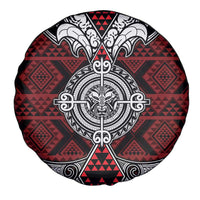 Red Aotearoa Taniko Motif Spare Tire Cover Vintage Maori New Zealand Tribal Art Pattern LT9 - Polynesian Pride