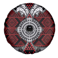 Red Aotearoa Taniko Motif Spare Tire Cover Vintage Maori New Zealand Tribal Art Pattern LT9 - Polynesian Pride