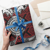 Red Aotearoa Taniko Motif Wrapping Paper Vintage Maori New Zealand Tribal Art Pattern - Polynesian Pride