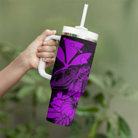 Kakau Polynesian Tribal Hawaiian Turtle Tumbler With Handle with Kanaka Maoli Purple