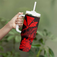 Kakau Polynesian Tribal Hawaiian Turtle Tumbler With Handle with Kanaka Maoli Red LT9 - Polynesian Pride