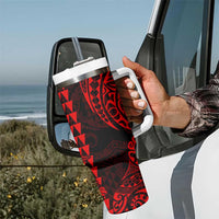 Kakau Polynesian Tribal Hawaiian Turtle Tumbler With Handle with Kanaka Maoli Red LT9 - Polynesian Pride