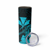 Kakau Polynesian Tribal Hawaiian Turtle Skinny Tumbler with Kanaka Maoli Teal LT9 - Polynesian Pride