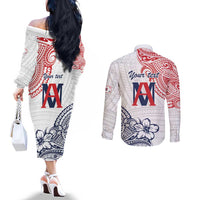 Kingdom of Uvea 1842-1860 Personalized Couples Matching Off The Shoulder Long Sleeve Dress and Long Sleeve Button Shirt Wallis and Futuna Polynesian Tribal Pattern LT9 - Polynesian Pride