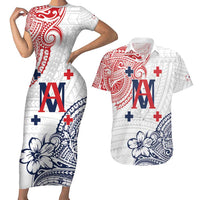 Kingdom of Uvea 1842-1860 Personalized Couples Matching Short Sleeve Bodycon Dress and Hawaiian Shirt Wallis and Futuna Polynesian Tribal Pattern LT9 White - Polynesian Pride
