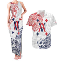 Kingdom of Uvea 1842-1860 Personalized Couples Matching Tank Maxi Dress and Hawaiian Shirt Wallis and Futuna Polynesian Tribal Pattern LT9 White - Polynesian Pride
