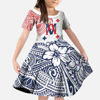Kingdom of Uvea 1842-1860 Personalized Family Matching Off The Shoulder Long Sleeve Dress and Hawaiian Shirt Wallis and Futuna Polynesian Tribal Pattern LT9 Daughter's Dress White - Polynesian Pride