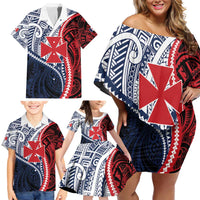 Kingdom of Uvea 1860-1886 Personalized Family Matching Off Shoulder Short Dress and Hawaiian Shirt Wallis and Futuna Polynesian Tribal Pattern LT9 - Polynesian Pride