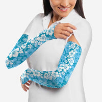 Hawaiian Lei Day Arm Sleeves Blue Hibiscus Flowers Lei Art - Polynesian Pride