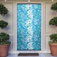 Hawaiian Lei Day Door Cover Blue Hibiscus Flowers Lei Art LT9 Blue - Polynesian Pride