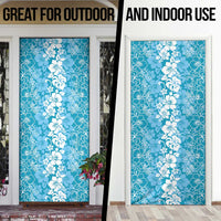 Hawaiian Lei Day Door Cover Blue Hibiscus Flowers Lei Art LT9 - Polynesian Pride