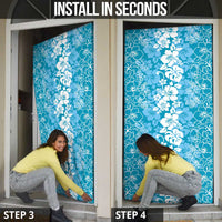 Hawaiian Lei Day Door Cover Blue Hibiscus Flowers Lei Art LT9 - Polynesian Pride