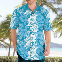 Hawaiian Lei Day Hawaiian Shirt Blue Hibiscus Flowers Lei Art LT9 - Polynesian Pride