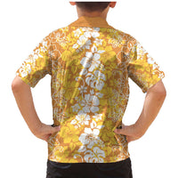 Hawaiian Lei Day Family Matching Mermaid Dress and Hawaiian Shirt Gold Hibiscus Flowers Lei Art LT9 - Polynesian Pride