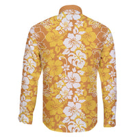 Hawaiian Lei Day Family Matching Off The Shoulder Long Sleeve Dress and Hawaiian Shirt Gold Hibiscus Flowers Lei Art LT9 - Polynesian Pride