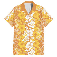 Hawaiian Lei Day Family Matching Short Sleeve Bodycon Dress and Hawaiian Shirt Gold Hibiscus Flowers Lei Art LT9 Dad's Shirt - Short Sleeve Gold - Polynesian Pride