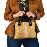 Hawaiian Lei Day Shoulder Handbag Gold Hibiscus Flowers Lei Art