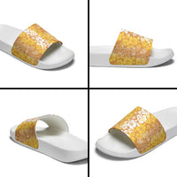 Hawaiian Lei Day Slide Sandals Gold Hibiscus Flowers Lei Art - Polynesian Pride