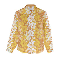 Hawaiian Lei Day Women Casual Shirt Gold Hibiscus Flowers Lei Art