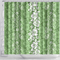 Hawaiian Lei Day Shower Curtain Green Hibiscus Flowers Lei Art LT9 - Polynesian Pride