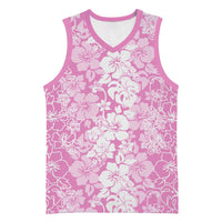 Hawaiian Lei Day Basketball Jersey Pink Hibiscus Flowers Lei Art - Polynesian Pride
