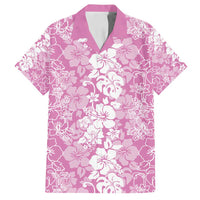 Hawaiian Lei Day Family Matching Long Sleeve Bodycon Dress and Hawaiian Shirt Pink Hibiscus Flowers Lei Art LT9 Dad's Shirt - Short Sleeve Pink - Polynesian Pride