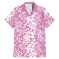 Hawaiian Lei Day Family Matching Mermaid Dress and Hawaiian Shirt Pink Hibiscus Flowers Lei Art LT9 Dad's Shirt - Short Sleeve Pink - Polynesian Pride