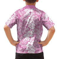 Hawaiian Lei Day Family Matching Short Sleeve Bodycon Dress and Hawaiian Shirt Pink Hibiscus Flowers Lei Art LT9 - Polynesian Pride