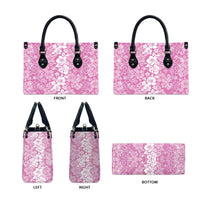 Hawaiian Lei Day Leather Bag Pink Hibiscus Flowers Lei Art - Polynesian Pride