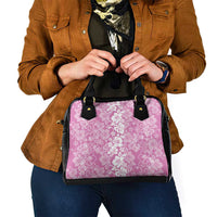 Hawaiian Lei Day Shoulder Handbag Pink Hibiscus Flowers Lei Art