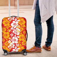 Hawaiian Lei Day Luggage Cover Red Hibiscus Flowers Lei Art LT9 Red - Polynesian Pride