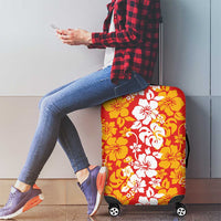 Hawaiian Lei Day Luggage Cover Red Hibiscus Flowers Lei Art LT9 - Polynesian Pride