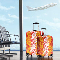 Hawaiian Lei Day Luggage Cover Red Hibiscus Flowers Lei Art LT9 - Polynesian Pride