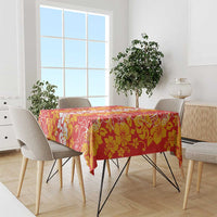 Hawaiian Lei Day Tablecloth Red Hibiscus Flowers Lei Art