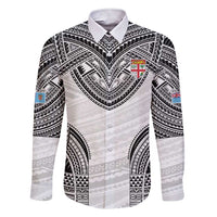 Flying Fijians Pacific Fiji Rugby Custom Family Matching Short Sleeve Bodycon Dress and Hawaiian Shirt Polynesian Pattern LT9 Dad's Shirt - Long Sleeve White - Polynesian Pride