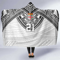 Flying Fijians Pacific Fiji Rugby Custom Hooded Blanket Polynesian Pattern