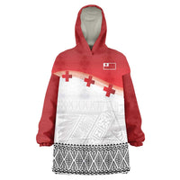 Ikale Tahi Pacific Tonga Rugby Custom Wearable Blanket Hoodie Tongan Ngatu with Flag Pattern LT9 One Size Red - Polynesian Pride