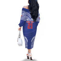 Manu Samoa Pacific Samoa Rugby Custom Family Matching Off The Shoulder Long Sleeve Dress and Hawaiian Shirt Polynesian Pattern