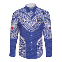 Manu Samoa Pacific Samoa Rugby Custom Long Sleeve Button Shirt Polynesian Pattern