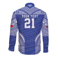 Manu Samoa Pacific Samoa Rugby Custom Long Sleeve Button Shirt Polynesian Pattern