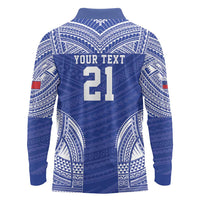 Manu Samoa Pacific Samoa Rugby Custom Long Sleeve Polo Shirt Polynesian Pattern