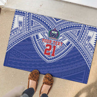 Manu Samoa Pacific Samoa Rugby Custom Rubber Doormat Polynesian Pattern