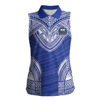 Manu Samoa Pacific Samoa Rugby Custom Women Sleeveless Polo Shirt Polynesian Pattern