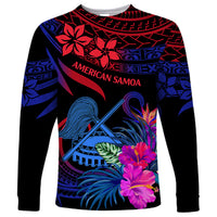 American Samoa Long Sleeve Shirt Manu'a Cession Day Polynesian Tribal LT9 Unisex Gradient Blue - Polynesian Pride